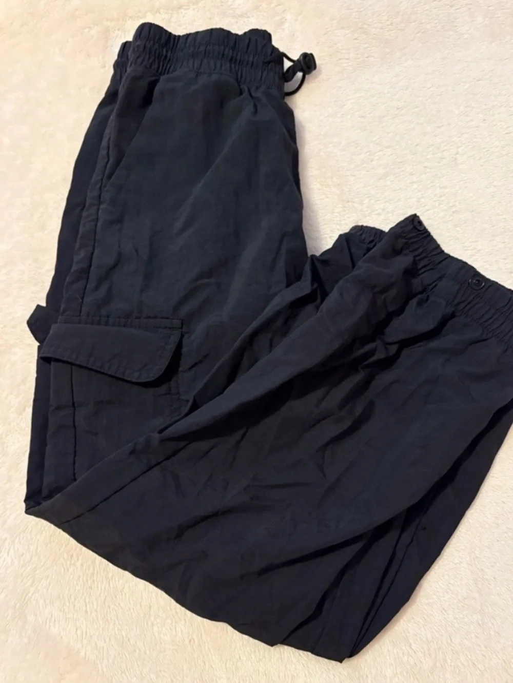 Black Cargo Parachute Pants by Old Navy